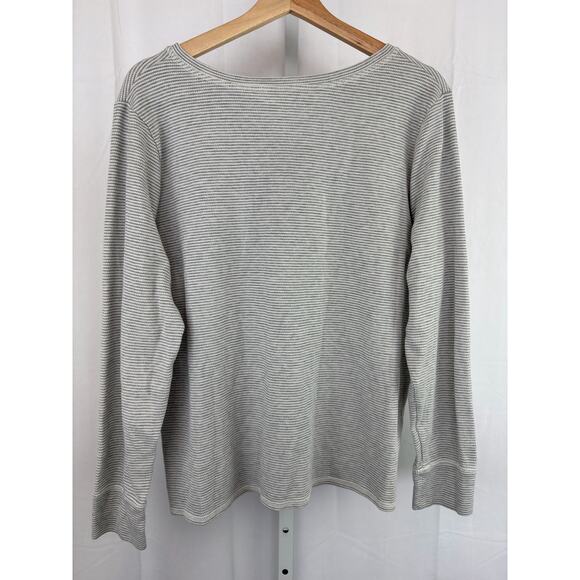 EDDIE BAUER  Size 2XL XXL Striped Thermal Henley Long Sleeve Top Pullover Gray - Picture 2 of 6